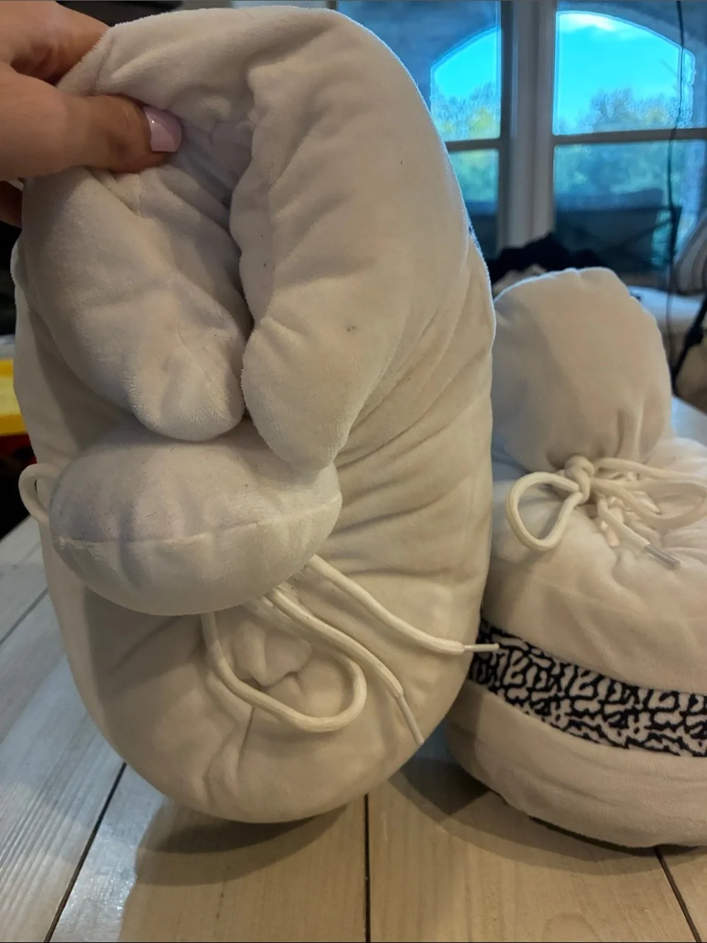 Plush Cream Slipper Boots with Lace-Up Detail